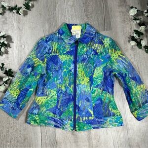 Coldwater Creek Vibrant Blue and Green Blouse